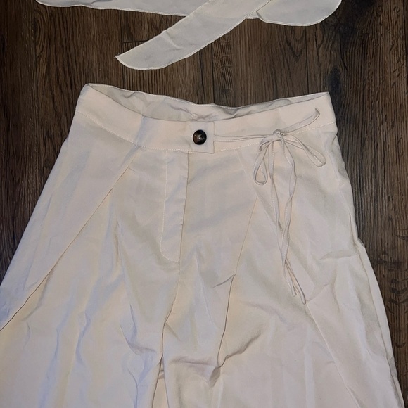 size large tan pants and strapless crop top set - Picture 6 of 8